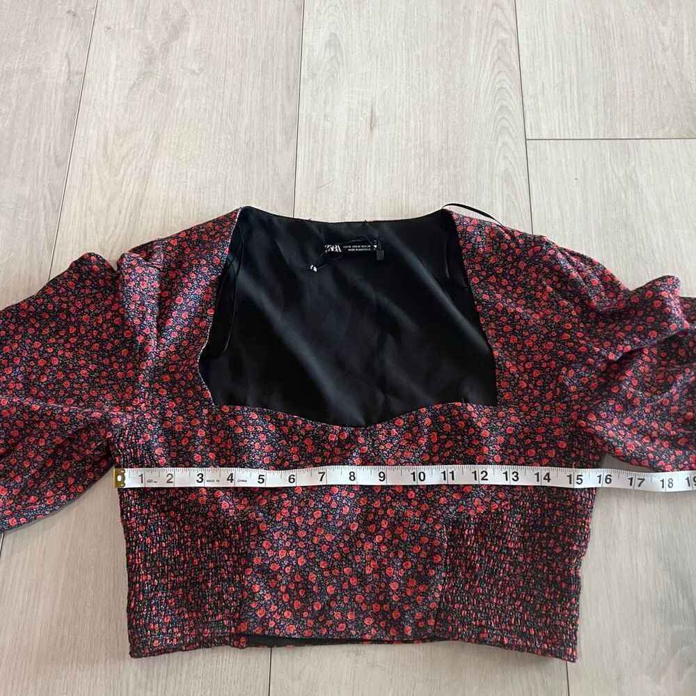 Zara Floral Puff Sleeve Top size M - Picture 3 of 8